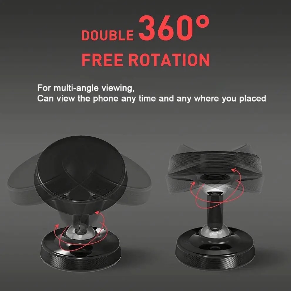 360 Rotatable Metal Dual Magnetic Car Mobile Phone Bracket Easy Installation One-handed Operation  Bracket Internal Accessories